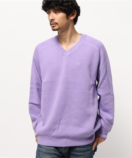 WHO'S WHO gallery(フーズフーギャラリー)の「【TABLE TALK】HUGE Vネックニット(ニット/セーター・メンズ・ベージュ/グリーン/パープル/ブルー/グレー・FREE)」の5枚目の写真