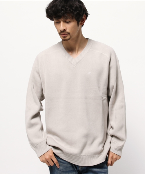 WHO'S WHO gallery(フーズフーギャラリー)の「【TABLE TALK】HUGE Vネックニット(ニット/セーター・メンズ・ベージュ/グリーン/パープル/ブルー/グレー・FREE)」の2枚目の写真