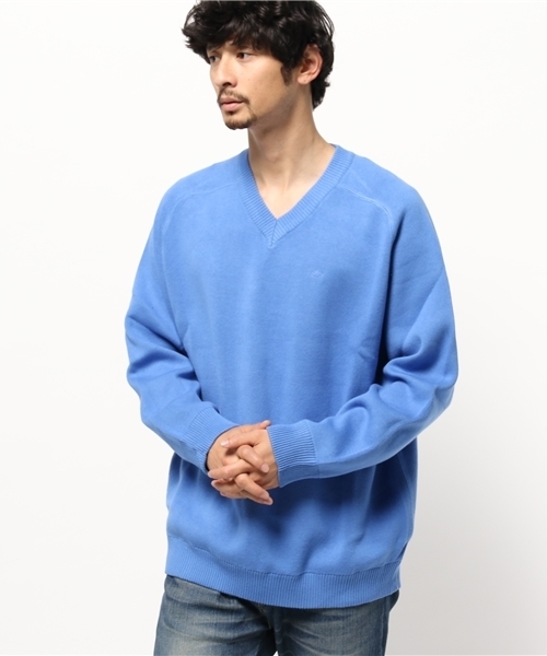 WHO'S WHO gallery(フーズフーギャラリー)の「【TABLE TALK】HUGE Vネックニット(ニット/セーター・メンズ・ベージュ/グリーン/パープル/ブルー/グレー・FREE)」の4枚目の写真