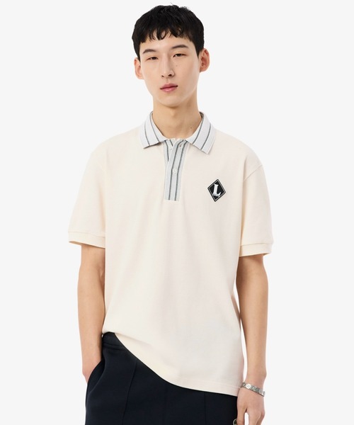 LACOSTE(ラコステ)の「ヘビーオンス鹿の子 フランスメイド レトロパッチポロシャツ(ポロシャツ・メンズ・オフホワイト・2/4/3/5)」の2枚目の写真