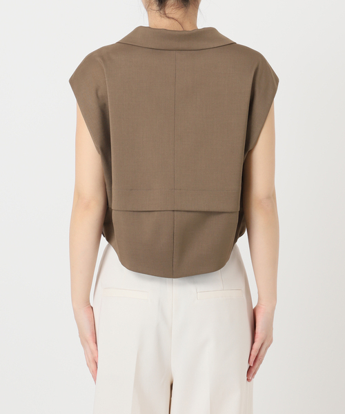 Noble(ノーブル)の「《セットアップ対応》エステルツイルショートジレブラウス(シャツ/ブラウス・レディース・ライトグレー/ホワイト/ブラウン・FREE)」の5枚目の写真