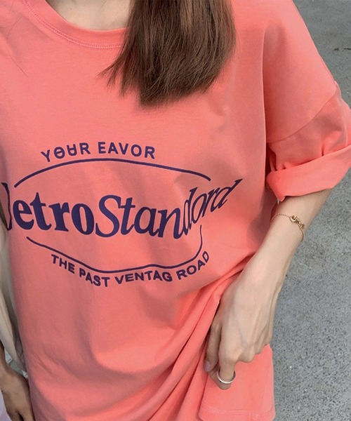 Girly Doll(ガーリードール)の「オーバーシルエットロゴTシャツ(Tシャツ/カットソー・レディース・ブルー/ライトグレー/ピンク/パープル・L/M)」の5枚目の写真