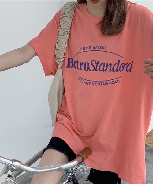 Girly Doll(ガーリードール)の「オーバーシルエットロゴTシャツ(Tシャツ/カットソー・レディース・ブルー/ライトグレー/ピンク/パープル・L/M)」の6枚目の写真
