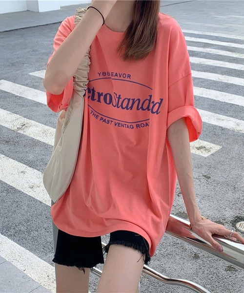 Girly Doll(ガーリードール)の「オーバーシルエットロゴTシャツ(Tシャツ/カットソー・レディース・ブルー/ライトグレー/ピンク/パープル・L/M)」の7枚目の写真