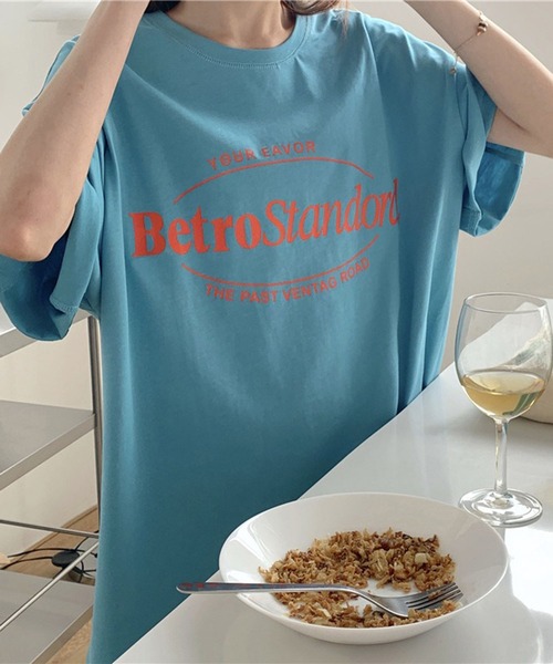 Girly Doll(ガーリードール)の「オーバーシルエットロゴTシャツ(Tシャツ/カットソー・レディース・ブルー/ライトグレー/ピンク/パープル・L/M)」の14枚目の写真