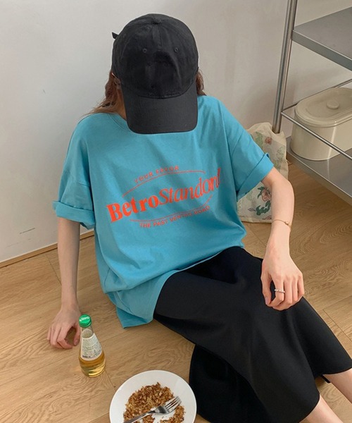 Girly Doll(ガーリードール)の「オーバーシルエットロゴTシャツ(Tシャツ/カットソー・レディース・ブルー/ライトグレー/ピンク/パープル・L/M)」の16枚目の写真