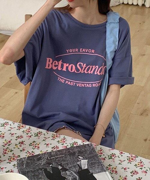 Girly Doll(ガーリードール)の「オーバーシルエットロゴTシャツ(Tシャツ/カットソー・レディース・ブルー/ライトグレー/ピンク/パープル・L/M)」の19枚目の写真