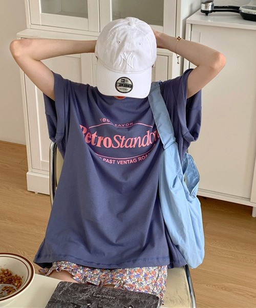 Girly Doll(ガーリードール)の「オーバーシルエットロゴTシャツ(Tシャツ/カットソー・レディース・ブルー/ライトグレー/ピンク/パープル・L/M)」の21枚目の写真