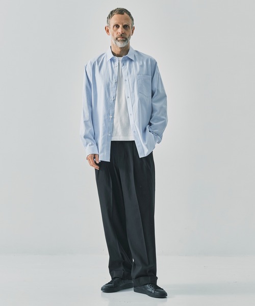 markaware（マーカウェア）の「【MARKAWARE/マーカウェア】DOUBLE PLEATED SEMI EASY TROUSERS/60/2オーガニック強燃ボイル3/2ツイル / ダブルプリーテッドセミイージートラウザーズ（スラックス・メンズ・ブラック/ダークグレー・1/2/3）」の3枚目の写真
