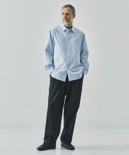 markaware（マーカウェア）の「【MARKAWARE/マーカウェア】DOUBLE PLEATED SEMI EASY TROUSERS/60/2オーガニック強燃ボイル3/2ツイル / ダブルプリーテッドセミイージートラウザーズ（スラックス・メンズ・ブラック/ダークグレー・1/2/3）」の4枚目の写真