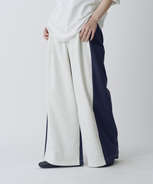 Lui's(ルイス)の「【WEB限定】配色スウェットワイドパンツ(その他パンツ・メンズ・ネイビー/オフホワイト・S/M)」の1枚目の写真