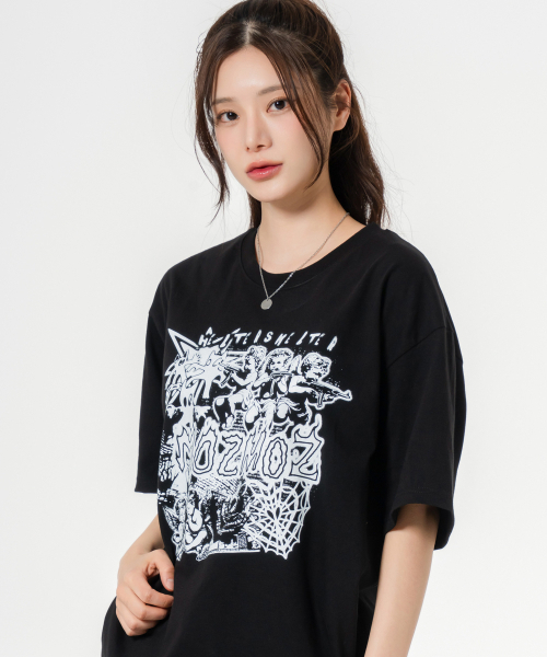 MOZMOZ(モズモズ)の「ヘルタースケルター オーバーサイズ 半袖Tシャツ ブラック(Tシャツ/カットソー・レディース・その他・1/2/3)」の9枚目の写真