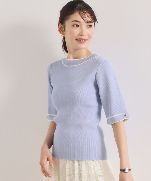 ITS'DEMO（イッツデモ）の「【手洗い可】袖口リボンニット（ニット/セーター・レディース・パープル/ブラック/アイボリー/ベビーピンク・00）」の3枚目の写真