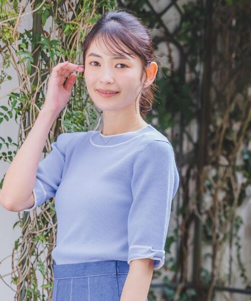 ITS'DEMO（イッツデモ）の「【手洗い可】袖口リボンニット（ニット/セーター・レディース・パープル/ブラック/アイボリー/ベビーピンク・00）」の5枚目の写真