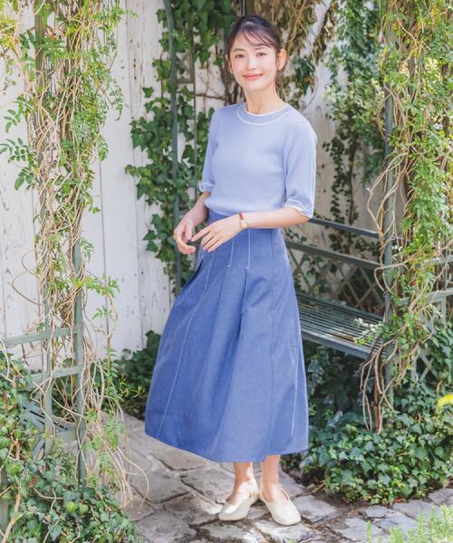 ITS'DEMO（イッツデモ）の「【手洗い可】袖口リボンニット（ニット/セーター・レディース・パープル/ブラック/アイボリー/ベビーピンク・00）」の7枚目の写真