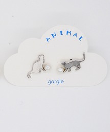 gargle ガーグル:アニマルシリーズ シルエット猫 パール ねこ ネコ にゃんにゃんにゃん ピアス