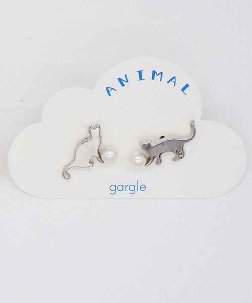 gargle(ガーグル)の「gargle ガーグル:アニマルシリーズ シルエット猫 パール ねこ ネコ にゃんにゃんにゃん ピアス(ピアス(両耳用)・レディース・ゴールド/シルバー・FREE)」の1枚目の写真