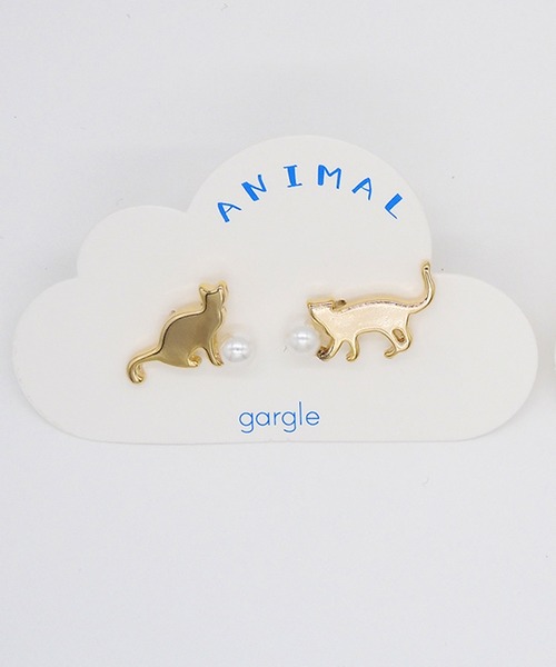gargle(ガーグル)の「gargle ガーグル:アニマルシリーズ シルエット猫 パール ねこ ネコ にゃんにゃんにゃん ピアス(ピアス(両耳用)・レディース・ゴールド/シルバー・FREE)」の2枚目の写真