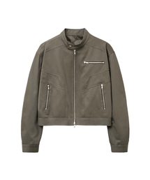 SPERONE（スペロネ）の「ハイプンクロップダッシュジャケット（カーキグレー）（ライダースジャケット）」