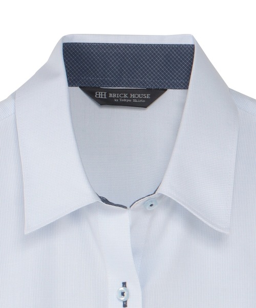 TOKYO SHIRTS（トウキョウシャツ）の「【吸水速乾】 形態安定ノンアイロン レギュラー 5分袖ビジネスワイシャツ（ビジネスシャツ・レディース・サックスブルー・XL/LL/L/M/S）」の4枚目の写真