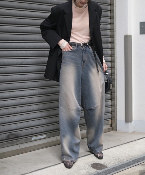 Marient（マリエント）の「ダーツデザインワイドデニムパンツ / 立体シルエット（デニムパンツ・レディース・ブルー・S）」の8枚目の写真