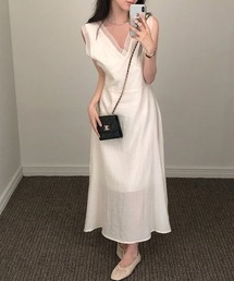YUGA_YGMC Korean-style V-neck sheer dress