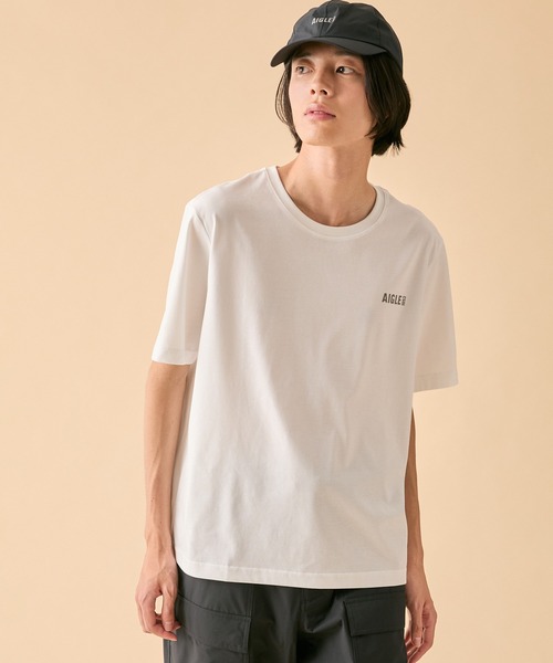 AIGLE（エーグル）の「吸水速乾 ロゴプリント半袖Tシャツ（Tシャツ/カットソー・メンズ・グレイッシュブルー/セージグリーン/ブラック/ホワイト/パープル・L/M/S/XL/XS）」の2枚目の写真
