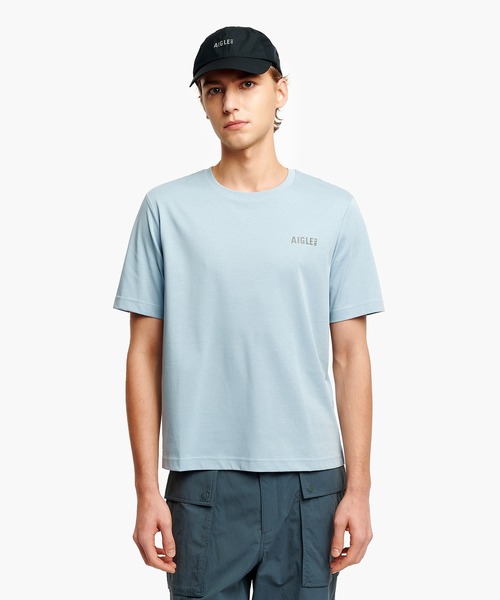 AIGLE（エーグル）の「吸水速乾 ロゴプリント半袖Tシャツ（Tシャツ/カットソー・メンズ・グレイッシュブルー/セージグリーン/ブラック/ホワイト/パープル・L/M/S/XL/XS）」の5枚目の写真