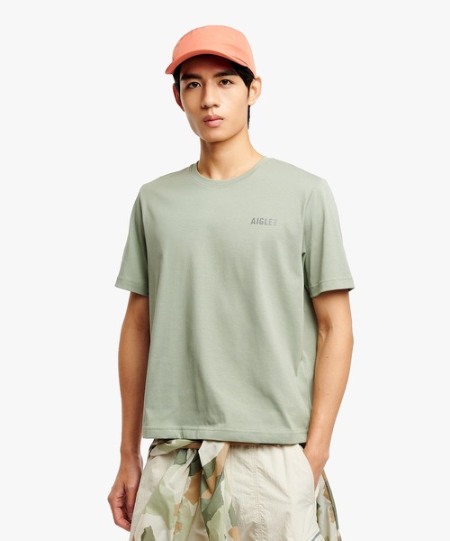 AIGLE（エーグル）の「吸水速乾 ロゴプリント半袖Tシャツ（Tシャツ/カットソー・メンズ・グレイッシュブルー/セージグリーン/ブラック/ホワイト/パープル・L/M/S/XL/XS）」の4枚目の写真