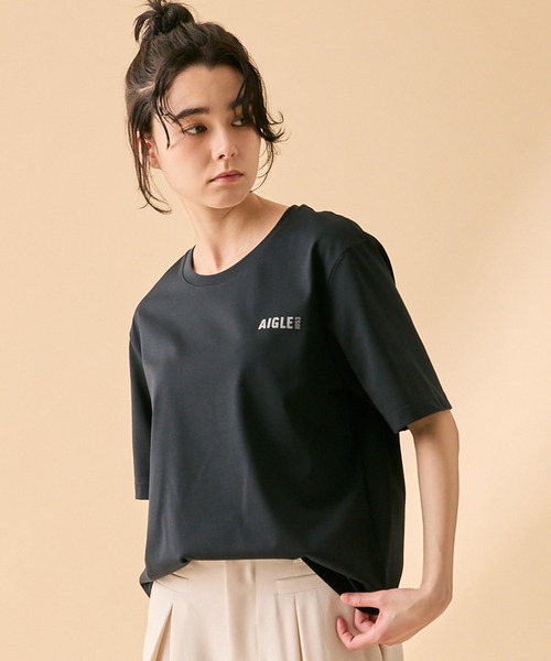 AIGLE（エーグル）の「吸水速乾 ロゴプリント半袖Tシャツ（Tシャツ/カットソー・メンズ・グレイッシュブルー/セージグリーン/ブラック/ホワイト/パープル・L/M/S/XL/XS）」の3枚目の写真