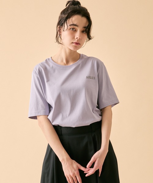 AIGLE（エーグル）の「吸水速乾 ロゴプリント半袖Tシャツ（Tシャツ/カットソー・メンズ・グレイッシュブルー/セージグリーン/ブラック/ホワイト/パープル・L/M/S/XL/XS）」の6枚目の写真