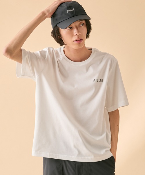 AIGLE（エーグル）の「吸水速乾 ロゴプリント半袖Tシャツ（Tシャツ/カットソー・メンズ・グレイッシュブルー/セージグリーン/ブラック/ホワイト/パープル・L/M/S/XL/XS）」の16枚目の写真