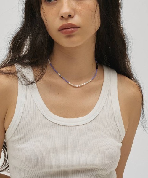 TODAYFUL(トゥデイフル)の「Asymmetry Mix Choker 12610906(ネックレス・メンズ・ブラック/ブルー・FREE)」の6枚目の写真