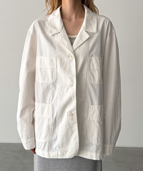 CANAL JEAN（キャナルジーン）の「HARING　コットンオープンカラージャケット（その他アウター・レディース・アイボリー/ネイビー・ONE SIZE）」の10枚目の写真
