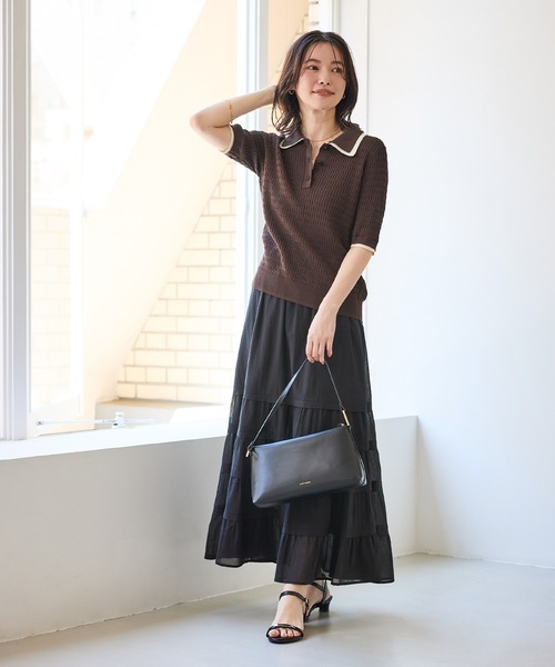 ROPE' PICNIC（ロペピクニック）の「【ちゃんと+かわいい保証】シャーベットニットミニケーブルポロカラーニット/UVケア（ニット/セーター・レディース・ミント/ダークブラウン/ブラック/ブルー系その他4・FREE）」の22枚目の写真