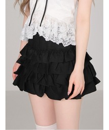 セール】Cotton lace tiered long skirt（スカート）｜M me eme