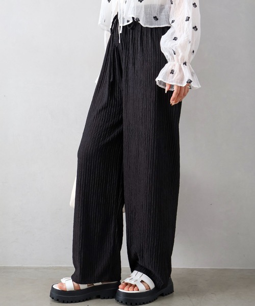 SpRay(スプレイ)の「ふくれ楊柳ワイドパンツ(その他パンツ・レディース・アイボリー/ネイビー/グレー系その他/ブラック・FREE)」の7枚目の写真