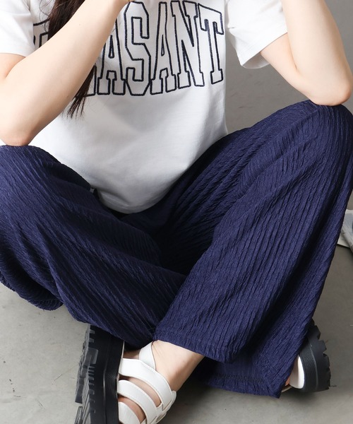SpRay(スプレイ)の「ふくれ楊柳ワイドパンツ(その他パンツ・レディース・アイボリー/ネイビー/グレー系その他/ブラック・FREE)」の17枚目の写真