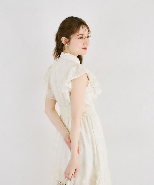 tocco closet(トッコ クローゼット)の「シアーフラワー刺繍シャツワンピース(ワンピース・レディース・ピンク/アイボリー・M/S)」の8枚目の写真