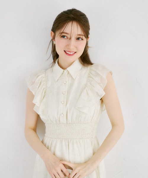 tocco closet(トッコ クローゼット)の「シアーフラワー刺繍シャツワンピース(ワンピース・レディース・ピンク/アイボリー・M/S)」の7枚目の写真