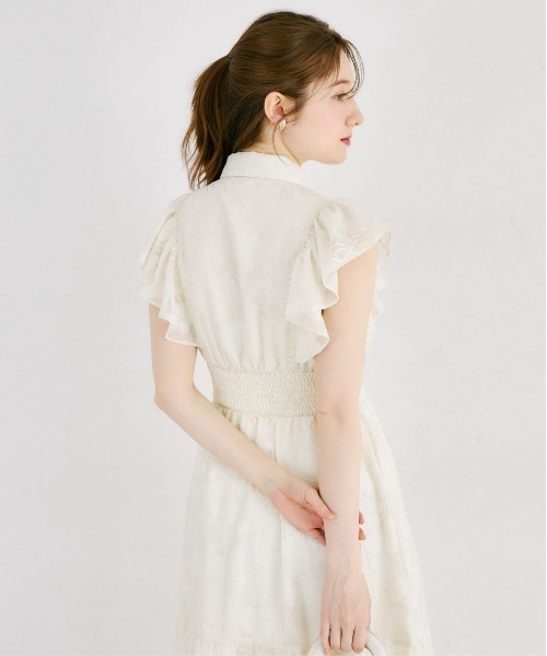 tocco closet(トッコ クローゼット)の「シアーフラワー刺繍シャツワンピース(ワンピース・レディース・ピンク/アイボリー・M/S)」の9枚目の写真