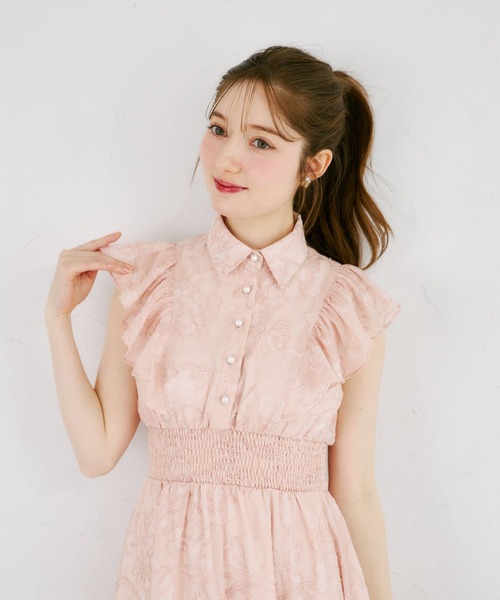 tocco closet(トッコ クローゼット)の「シアーフラワー刺繍シャツワンピース(ワンピース・レディース・ピンク/アイボリー・M/S)」の16枚目の写真