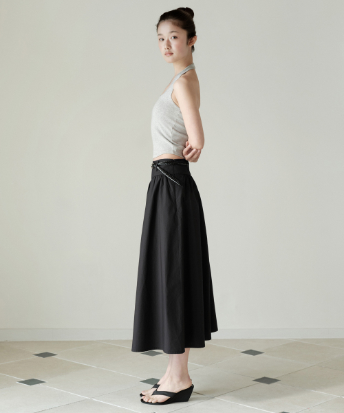 MUSINSA STANDARD WOMAN（ムシンサスタンダードウーマン）の「ウィメンズポプリンロウエストロングスカート[ブラック]（スカート・レディース・その他・X-SMALL/SMALL/MEDIUM/LARGE）」の3枚目の写真