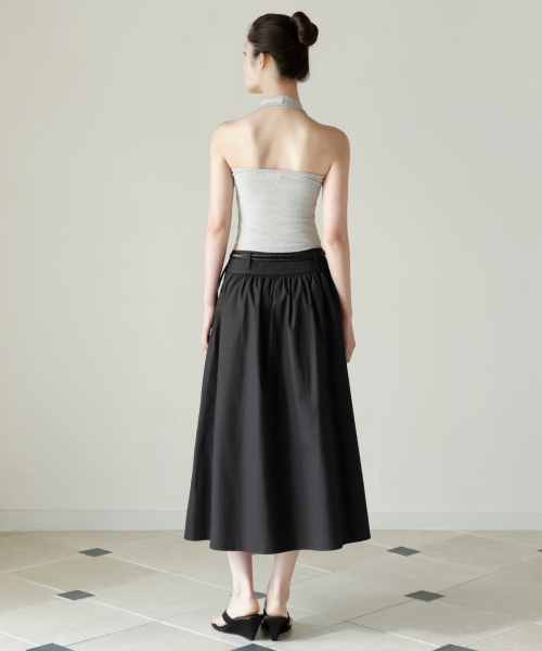MUSINSA STANDARD WOMAN（ムシンサスタンダードウーマン）の「ウィメンズポプリンロウエストロングスカート[ブラック]（スカート・レディース・その他・X-SMALL/SMALL/MEDIUM/LARGE）」の4枚目の写真
