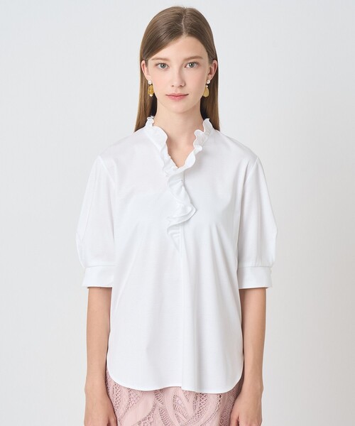 ANAYI（アナイ）の「スムースフリルプルオーバー（Tシャツ/カットソー・レディース・ブラック/ホワイト・38）」の3枚目の写真