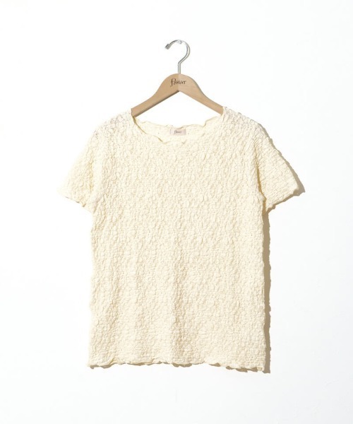 flower(フラワー)の「ハーフシャビーレーストップ4(Tシャツ/カットソー・レディース・ブラック/アイボリー・FREE)」の1枚目の写真