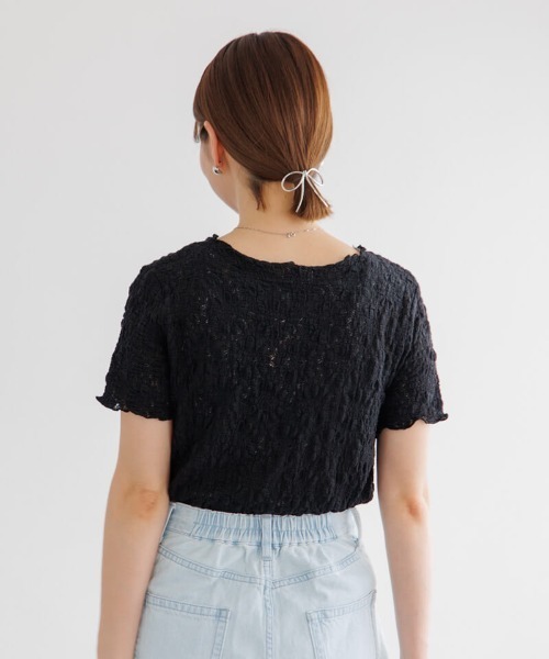 flower(フラワー)の「ハーフシャビーレーストップ4(Tシャツ/カットソー・レディース・ブラック/アイボリー・FREE)」の14枚目の写真