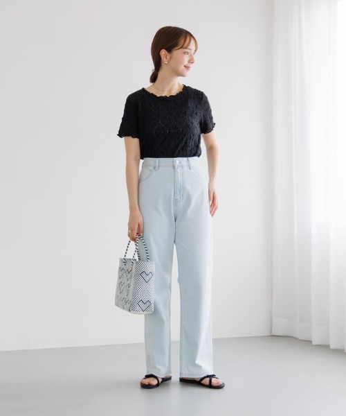 flower(フラワー)の「ハーフシャビーレーストップ4(Tシャツ/カットソー・レディース・ブラック/アイボリー・FREE)」の15枚目の写真