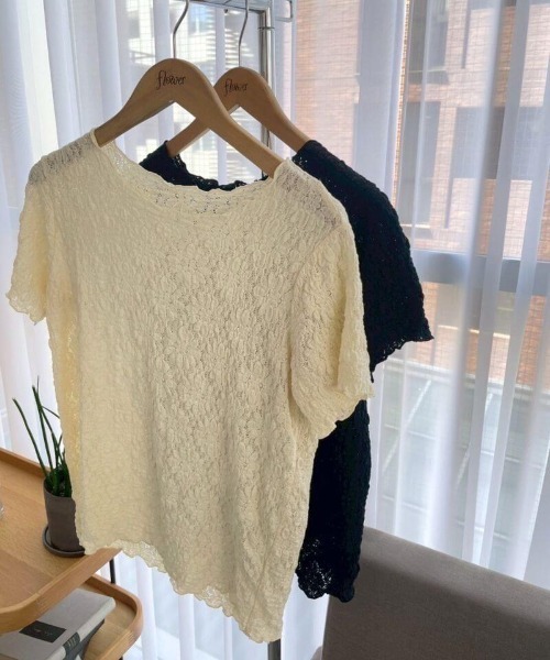 flower(フラワー)の「ハーフシャビーレーストップ4(Tシャツ/カットソー・レディース・ブラック/アイボリー・FREE)」の18枚目の写真