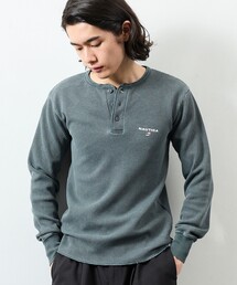 NAUTICA/ノーティカ Essentials タイトフィット L/S ヘンリーネック ワッフル ピグメントTシャツ